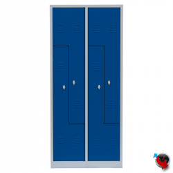 Stahl Z Schrank - Z Spinde - Türen blau - 4 Abteile - Gesamt 80 cm  breit - 4 Drehriegel - Lieferzeit ca. 2-3 Wochen ! 